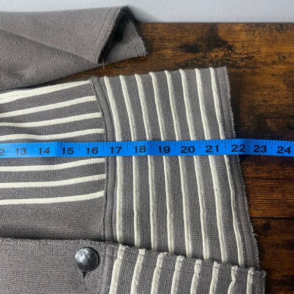 Free People Double Breasted Cardigan Sweater Sz L Gray Beige Boho Lagenlook Art - Picture 9 of 9